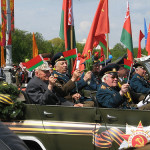 A group of WWII veterans on parade in Minsk.