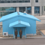 Checkpoint at the DMZ, in North Korea.