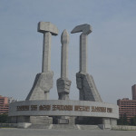 Statues commemorating socialism in North Korea.