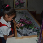 Children studying art in Pyongyang.