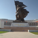 Outside of the Korea War Museum in North Korea.