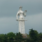 Mother Georgia holds a sword for her enemies and a cup of wine for her friends