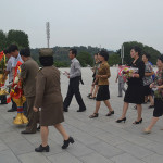 Presenting gifts to leaders in Pyongyang.