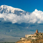 View of Mount Ararat from the south at Khor Virap monastery