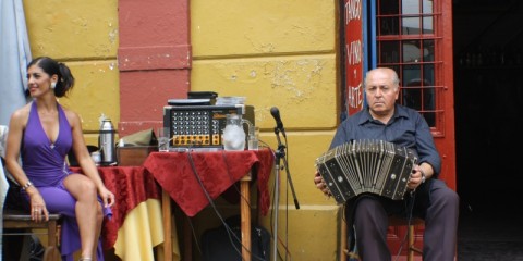 Accordion player and tango dancer in Buenos Aires.