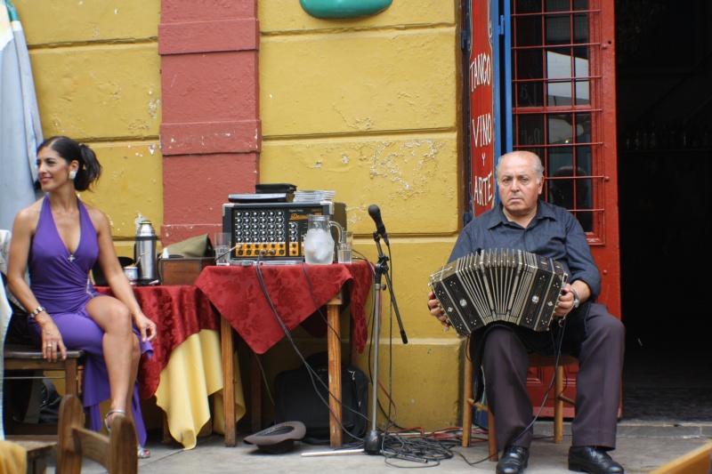 Accordion player and tango dancer in Buenos Aires.