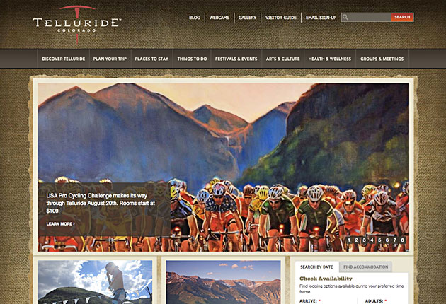 Website for Telluride, Colorado.