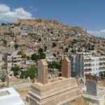 View up at Mardin with Citadel on the hill top seen from cemetary