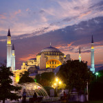 The Blue Mosque at night.