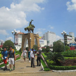 Central traffic roundabout at Ben Thanh market in HCMC.