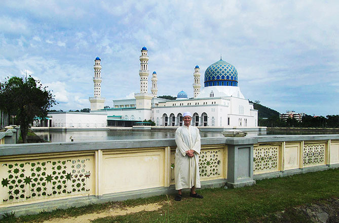 Danny Flood at the Likas Mosque in Sabah, Malaysia.