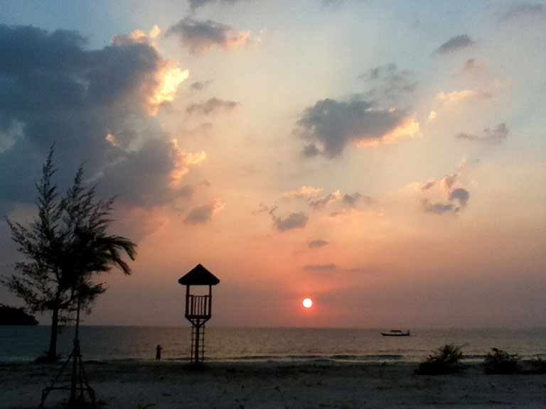 Sunset in Otres Beach, Sihanoukville, Cambodia.