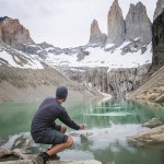 Tim King skipping rocks in Patagonia, Argentina.