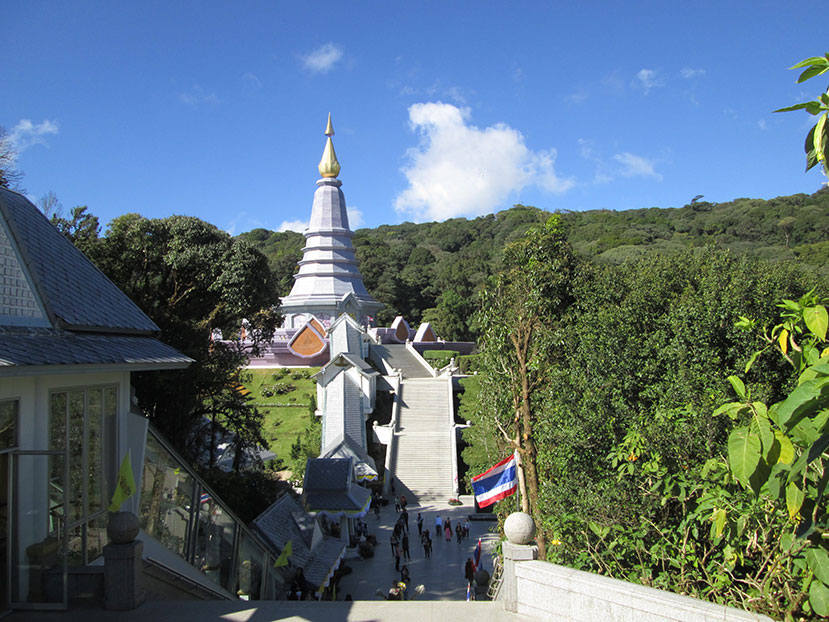 Doi Inthanon national park with queen's pagoda in the background.