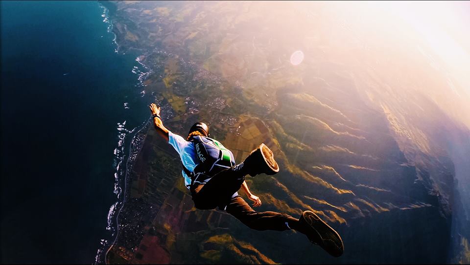 Jay Alvarez jumping out of a plane.