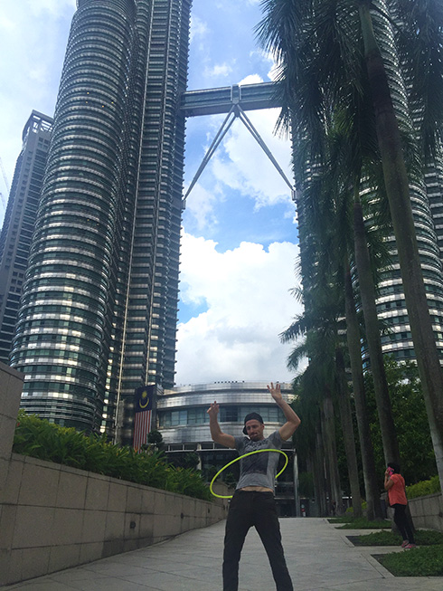 Danny Flood at Petronas Towers, Kuala Lumpur.