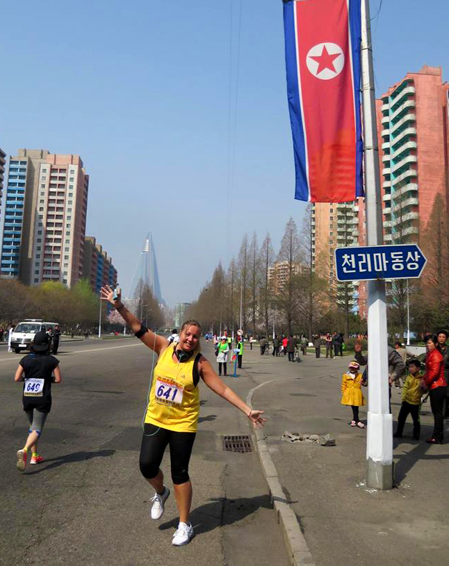 Leanne Beesley, founder of Coworker, in the North Korea marathon