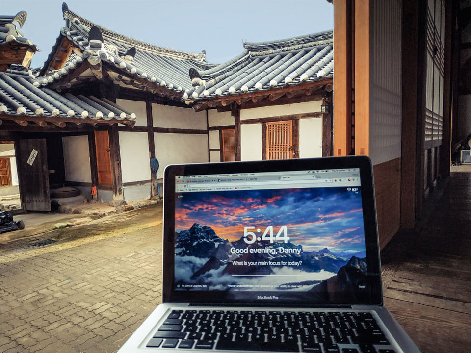 My "office" in the hanok village of Sachon-ru, South Korea.